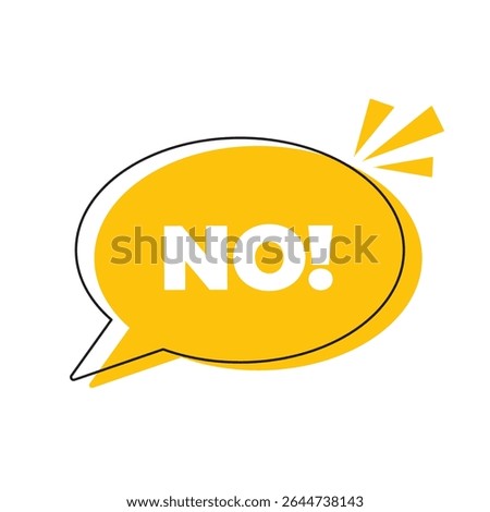 NO word inside speech bubble. Communication dialog bubble containing the word no