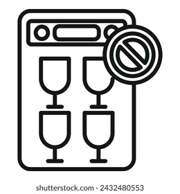 Vector de contorno de icono de lavavajillas sin trabajo. Calefactor de servicio. Dish home como ingeniero