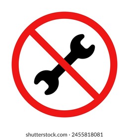 No Wrench Sign on White Background