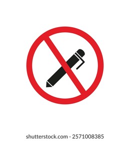 No writing sign flat line symbol set.