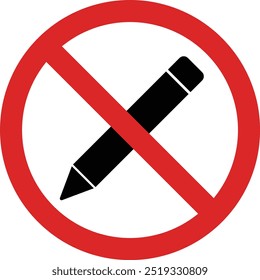 No writing sign . Writing not allowed sign . Do not write icon . No editing sign . Vector illustration