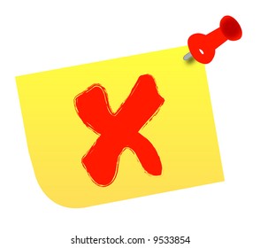 no o x en la nota de pulgar tackeado - vector