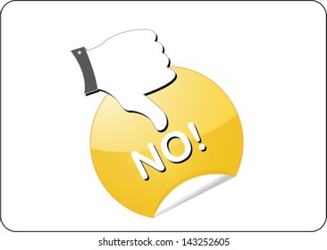 no yellow web icon with thumb down on white background