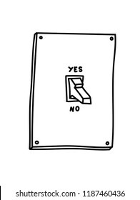 No or yes. Choice. Hand-drawn vector illustration of toggle switches. Tattoo sketch. Print for t-shirt and bags.