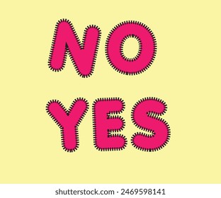 No Yes, speech bubble in cartoon style, modern text for banner, greeting card, flyers, posters, social media, Sticker, Vector Illustration