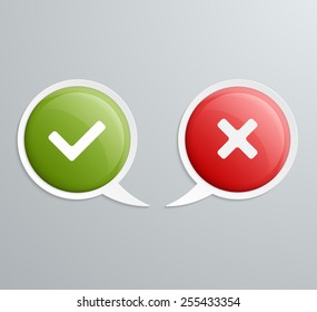 No and Yes Speech Icons. Vector illustration.