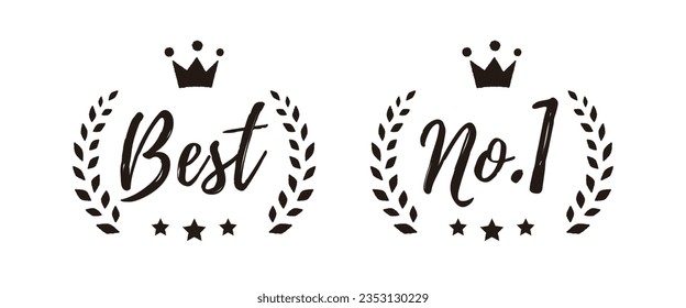 No.1 Best Icon Set Laurel Wreath Vector Illustration