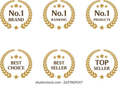 No.1 Brand, Best Choice, Gold Badge Vector Set

