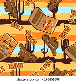 No.1 Dad cowboy seamless pattern.