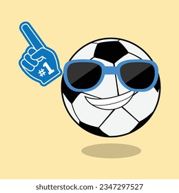 No.1 football with sunglasses flat illustration