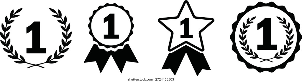 NO.1 Logo, Symbol, Etikett, Emblem, Zeichen, Gold, Vektor, Illustration, Auszeichnung, Symbol, Design einzeln transparent.