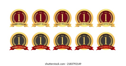 No.1 medal icon illustration set | Various evaluation contents