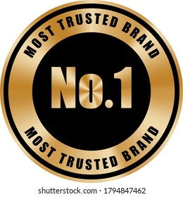 No.1 most trusted brand badge black and gold color metallic premium