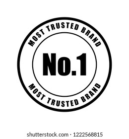 No.1 most trusted brand word on circle badge vector. Minimalist style, Simple design, black and white color.
