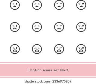 No.2 emoji icon set with simple and easy-to-use facial expressions, ideal for product design, application development and programming