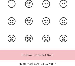No.3 emoji icon set with simple and easy-to-use facial expressions, ideal for product design, application development and programming