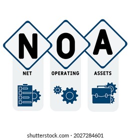 NOA - Net Operating Assets acronym. business concept background.  vector illustration concept with keywords and icons. lettering illustration with icons for web banner, flyer, landing 