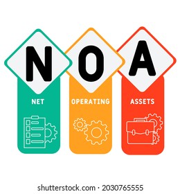 NOA - Net Operating Assets acronym. business concept background.  vector illustration concept with keywords and icons. lettering illustration with icons for web banner, flyer, landing 