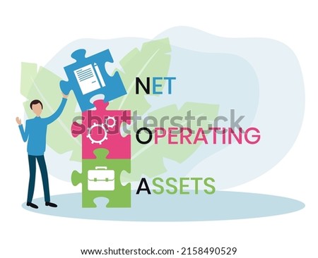 NOA - Net Operating Assets acronym. business concept background. vector illustration concept with keywords and icons. lettering illustration with icons for web banner, flyer, landing