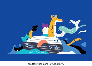 Noah Ark With Animal Isolated