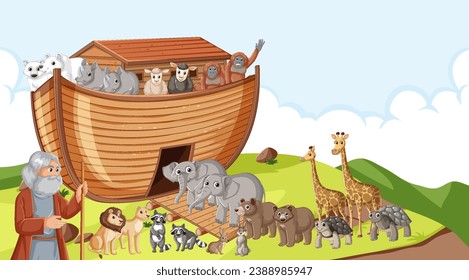 Noah reúne animales en el Arca en esta historia bíblica