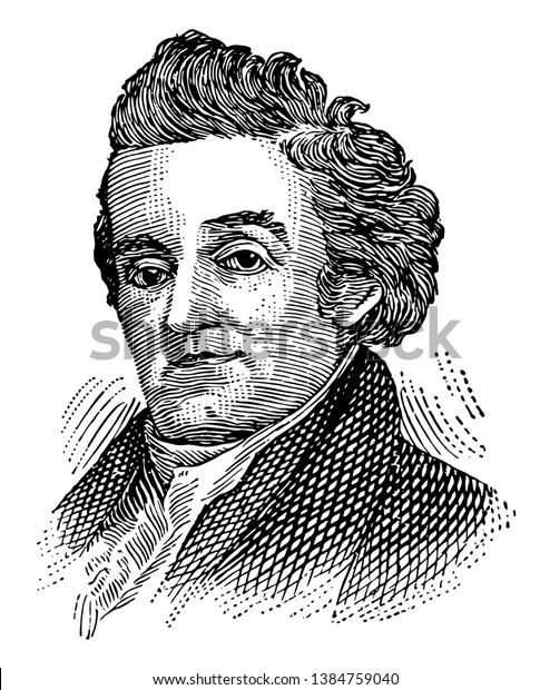 Noah Webster, 1758-1843, he was an American\
lexicographer, political writer, editor, and author, vintage line\
drawing or engraving\
illustration