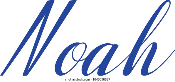 Noah-Male Name Calligraphy Blue Color Text on White Background