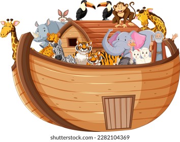 Noah's Ark with Animals illustration