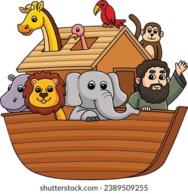 Noahs Ark Cartoon Colored Clipart Illustration