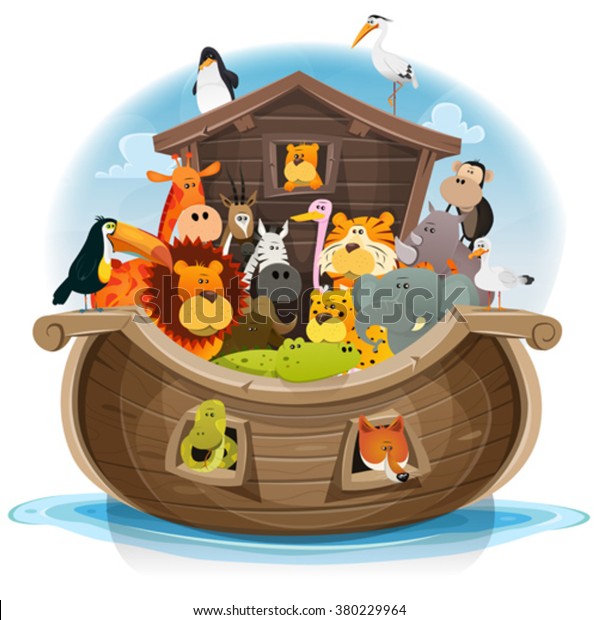 Noahs Ark Cute Animals Illustration Cute Stock Vector (Royalty Free ...