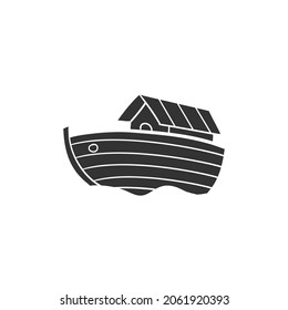 Noah's Ark Icon Silhouette Illustration. Biblical Ship Vector Graphic Pictogram Symbol Clip Art. Doodle Sketch Black Sign.