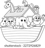 Noahs Ark Isolated Coloring Page for Kids