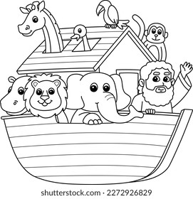 Noahs Ark Isolated Coloring Page for Kids