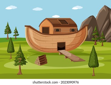 Noah's Ark landed on the mountains of Ararat illustration