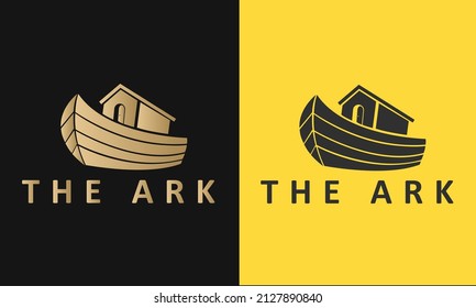 Noah's Ark Logo Design. One logo in two different color isolated on black and yellow color.