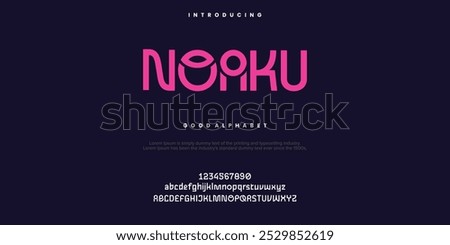 Noaku Creative font. Modern abstract digital tech font. Logo creative font, type, technology, movie, digital, music, movie. Fonts and illustration in vector format.