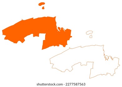 Noardeast Fryslan municipality (Kingdom of the Netherlands, Holland, Frisia or Friesland province) map vector illustration, scribble sketch Noardeast-Fryslân map