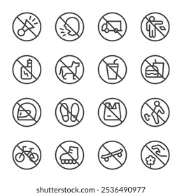 no,ban,prohibition line sign set,vector and illustration