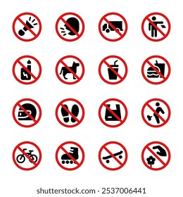 no,ban,prohibition sign set,vector and illustration