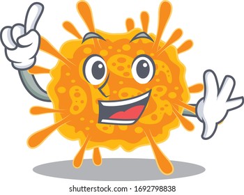 nobecovirus mascot character design with one finger gesture