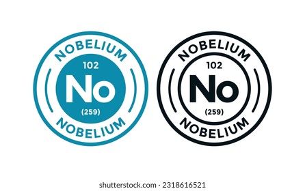 NOBELIUM logo badge design. this is chemical element of periodic table symbol. Suitable for business, technology, molecule, atomic symbol 