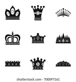 Nobility crown icon set. Simple set of 9 nobility crown vector icons for web isolated on white background