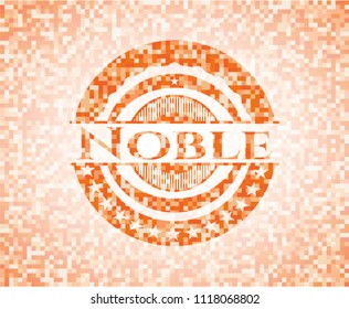 Noble abstract emblem, orange mosaic background