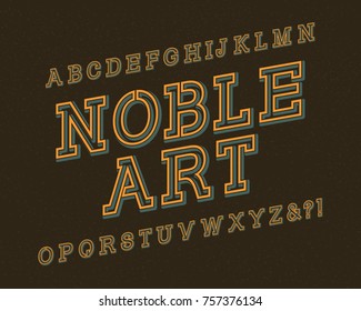 Noble Art typeface. Retro font. Isolated english alphabet.