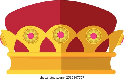 Noble crown color icon. Golden power symbol