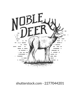Diseño del logotipo de impresión de ciervos nobles
