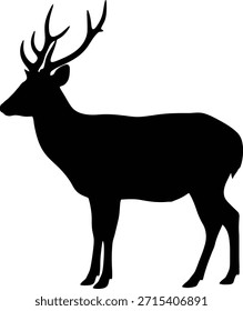 Edle Hirsche stehende Silhouette Vektorgrafik für Waldschutz Logos und Wildpark Zeichen.