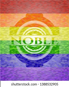 Noble emblem on mosaic background with the colors of the LGBT flag