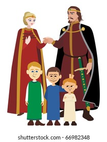 Noble family on white
