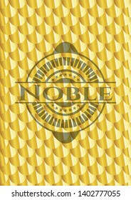 Noble gold shiny emblem. Scales pattern. Vector Illustration. Detailed.